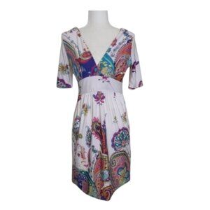 Radzoli Colorful Paisley V-Neck Dress Large